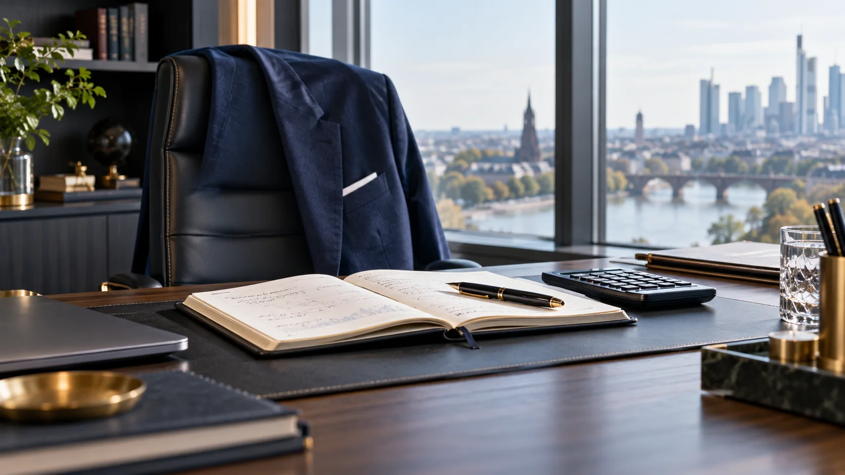 Arbeitsplatz mit Planungsunterlagen für die Geschäftsführervergütung